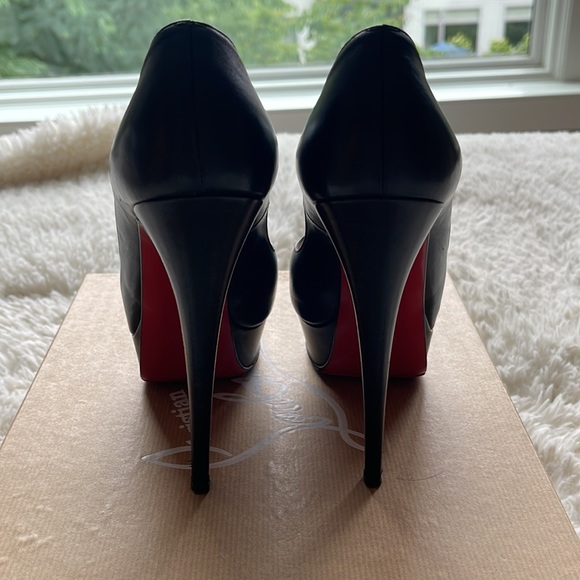 Christian Louboutin Lady Peeps 150mm Size 38 Black Kid Leather - Picture 3 of 5